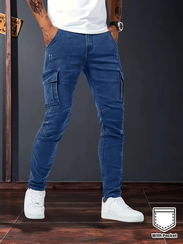 Men's Trendy Casual Long Pants with Multiple Pockets.