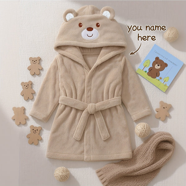 Personalized Baby Bear Hooded Towel - Custom Name/Initials/Date.