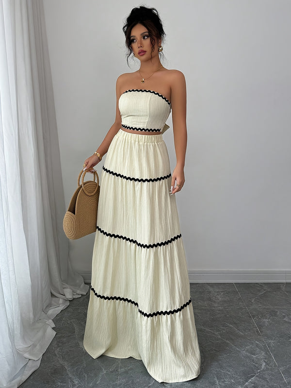 Women's Elegant Spring/Summer Top and Skirt Set for Parties.