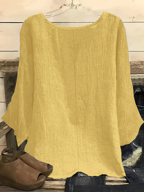 Plus-size Casual Women's Clothing, Round Neck Three-quarter Sleeve.
