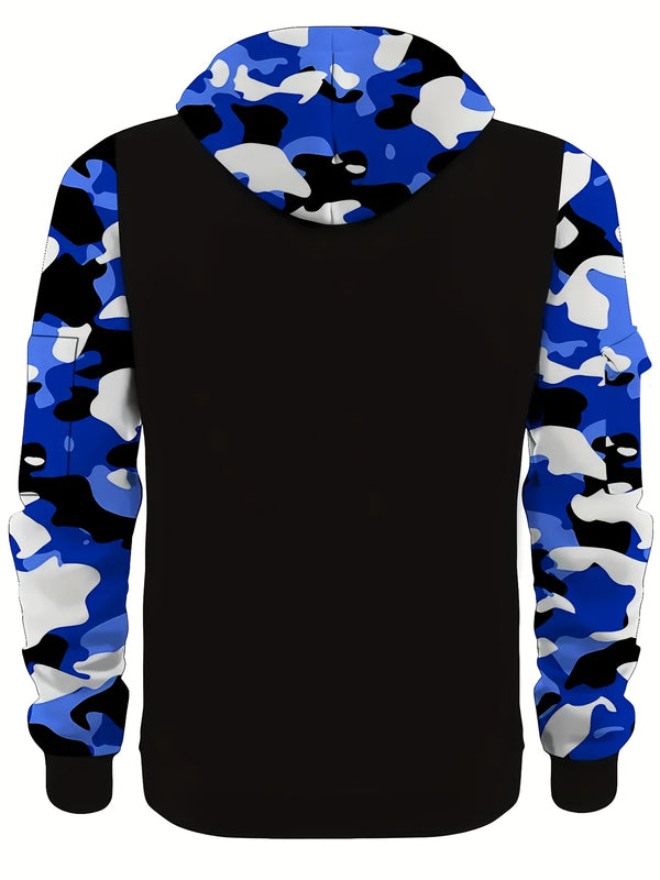 Men’s A Set of Two Trendy Camouflage Hoodies with a Half-Zip Design.