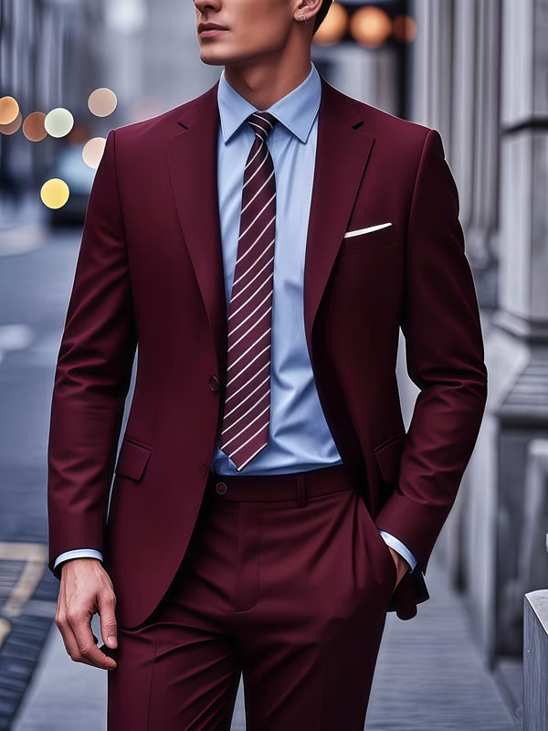 2pcs Classic Suit Set- Men's Formal Wear- High Quality, Comfortable Fit.