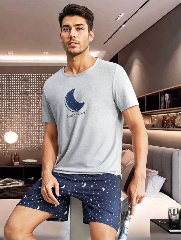 A set of "Goodnight" moon printed casual pajamas for Men.