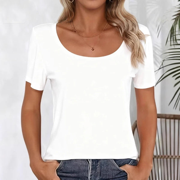 1pcs Women's T-shirt Girl Solid Basic Fashionable Sexy Tee Lady Short Sleeve.