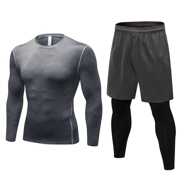 Men Compression Sport Suit Man Long Sleeve Gym Running Set Fitness.