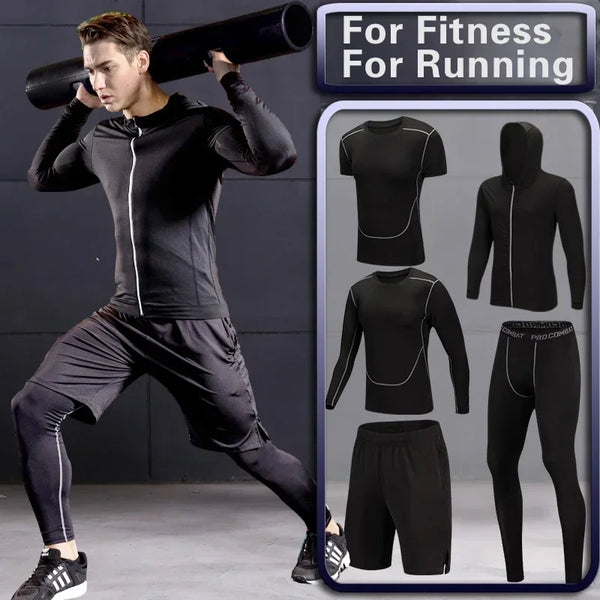 Men's Gym Training Fitness Sportswear Tights Slim Clothes Running Workout.