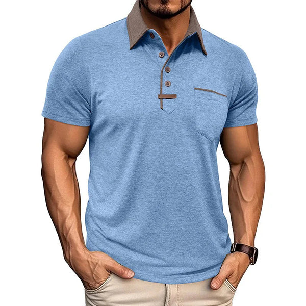 Man Polo Shirts Summer European and American Men's Short-sleeved Lapel T-shirt.