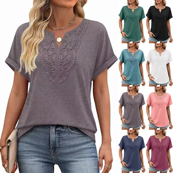 Solid Color Casual Loose T-shirts For Woman Summer Vintage.