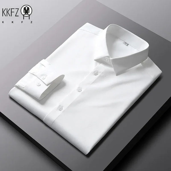 Men's Casual and Fashionable Long Sleeved Solid Color Shirt.