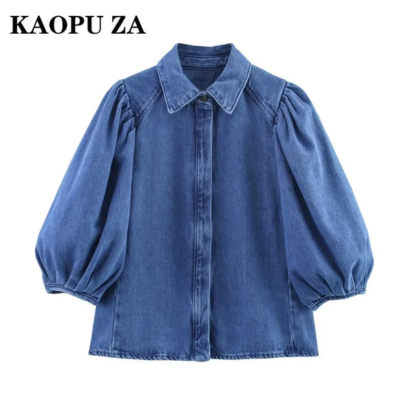 Kaopu Spring Summer Fashion Retro Casual Women's Shirt Simple Design.