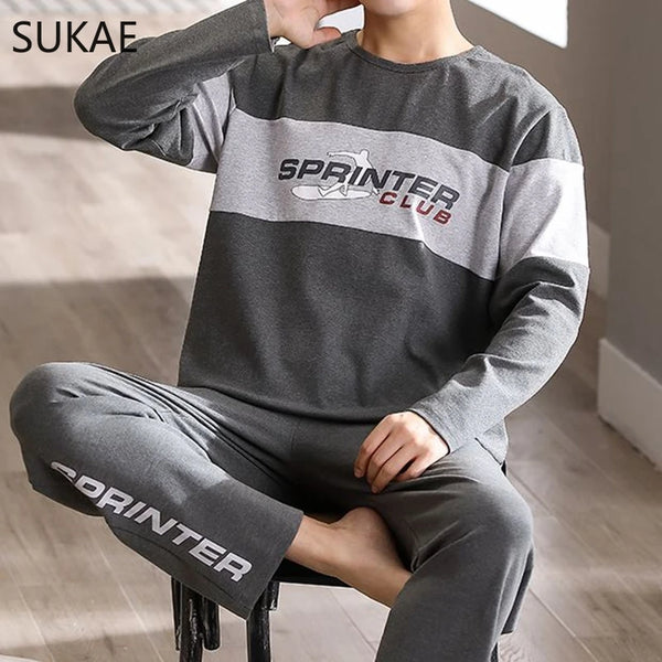 Sporty Pajama Set for Men Autumn Winter New Soft Cotton Pijama.