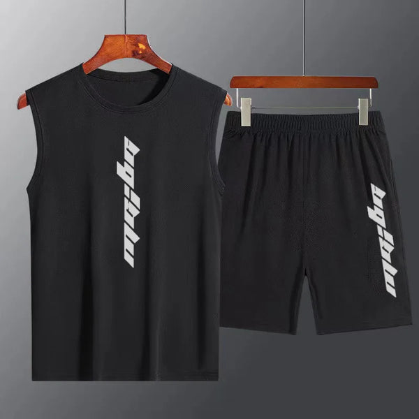 2 Pcs/Set Sports Set Men's Suit Running Vest+Sport Shorts Jogging.