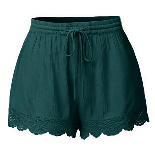 Shorts For Women Ruffle Hem Casual Shorts Plus Size Drawstring Lace Shorts.