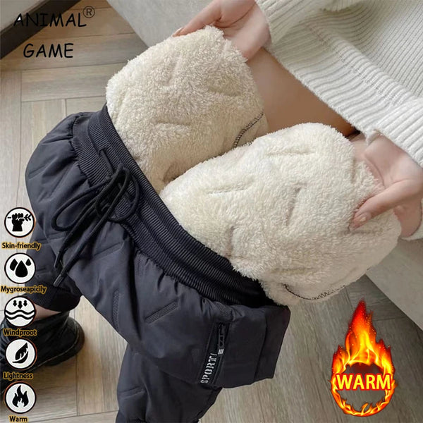 Outdoor Women's Plush Thick Fleece Lined Sweatpants Straight-leg.