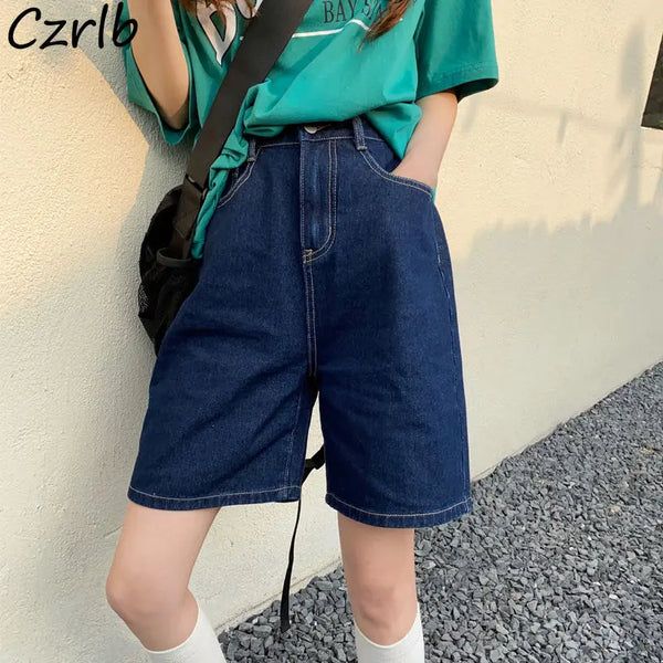 Shorts Women Denim Loose Summer Straight Korean Ins High Waist.