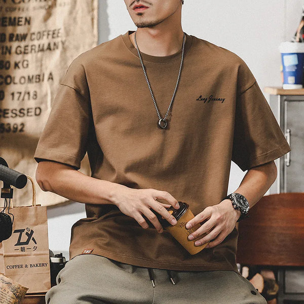 Summer Men's Oversized Letter Print Short Sleeve T-shirt.