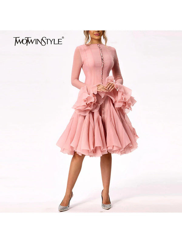 Women's Dress Irregular Pleated Patchwork Fashion.