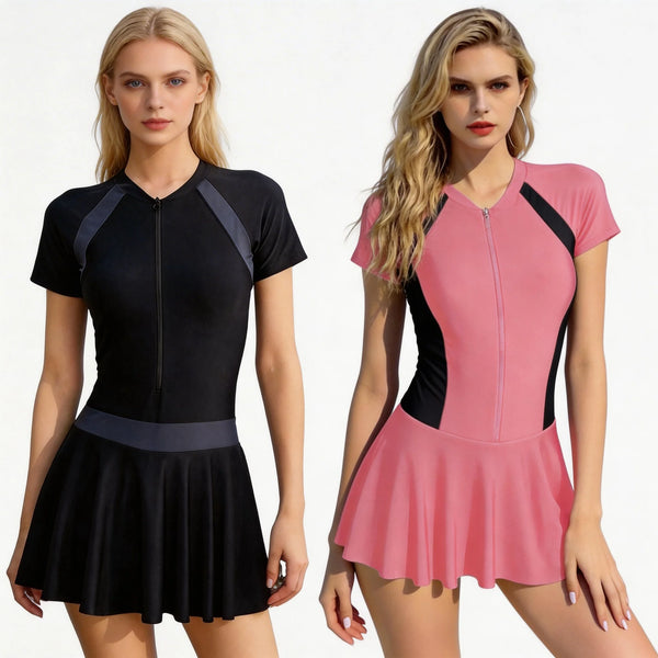 1pcs Women Swimsuit Girls Solid Slimming One-piece Dress Style.