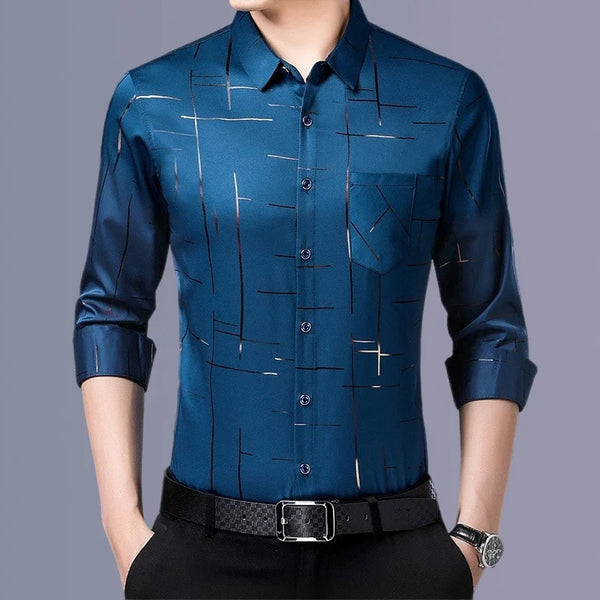 Men's Casual and Fashionable Long Sleeved Printed Shirt.