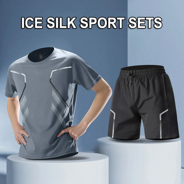 Men's Quick Drying Running Sets Breathable Hiking Fishing T-Shirt Short.