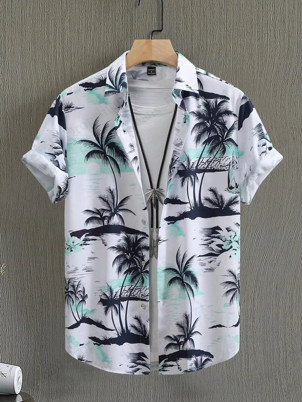 Summer Hawaiian Shirts Animal Palm Tree 3d Print Shirts Men.