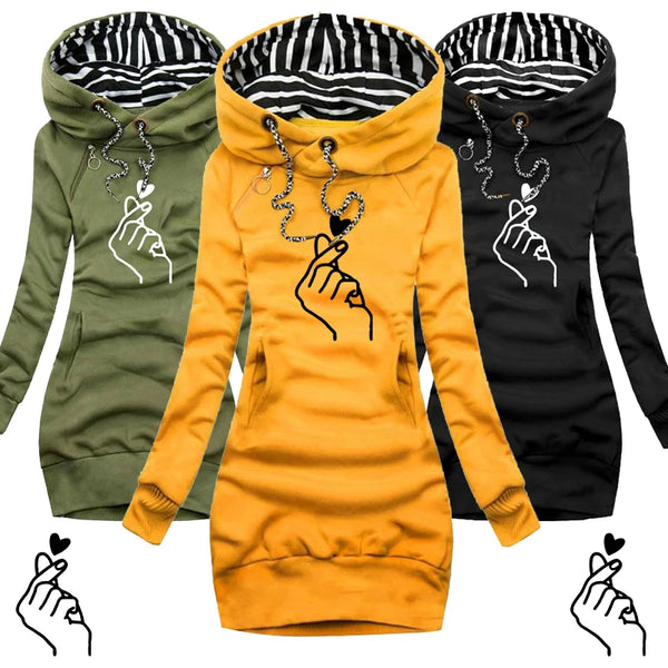Women Sweater Dress Long Sleeve Hoodie Dress.