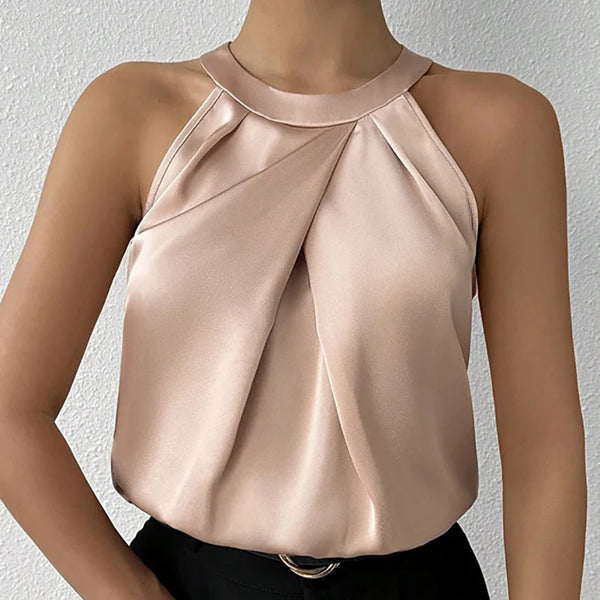 Summer Women's High End Satin Tank Shirt New Color Silk Blouse.