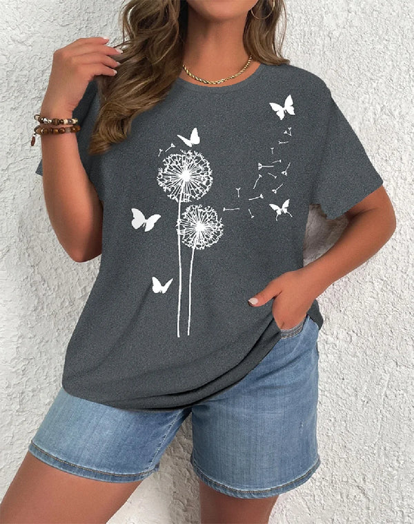 Plus Size Elegant Casual Woman T-Shirt Fashion Loose T-Shirt.