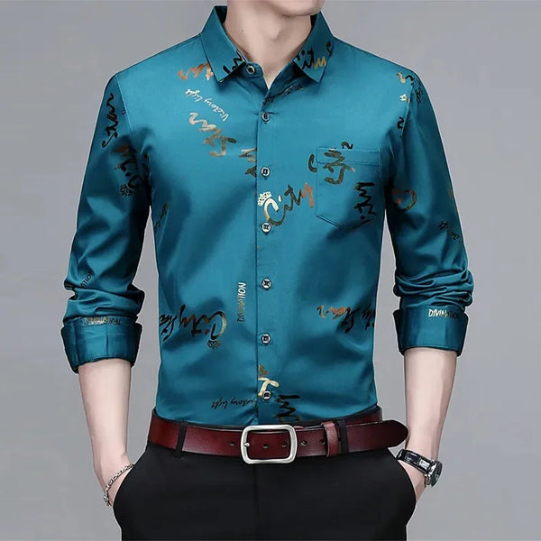 Men's Casual and Fashionable Long Sleeved Printed Shirt.