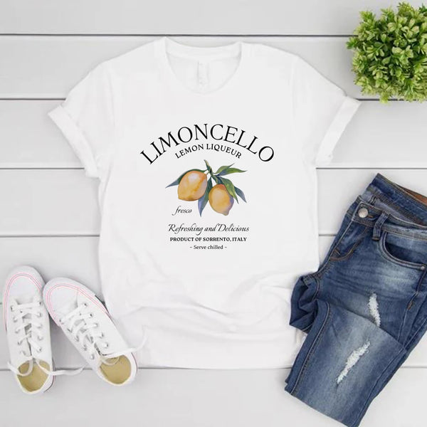 Limoncello T-Shirt Italy Lemons T-shirt Women Short Sleeve O-neck.