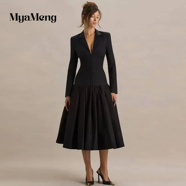 Women Black Party Dresses Suit Jacket Dresses.