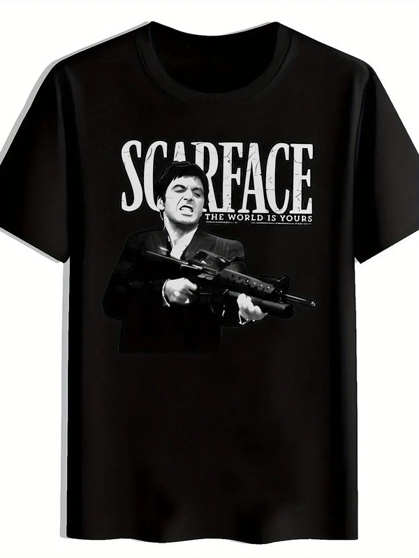 Men's Black Scarface Graphic T-Shirt.