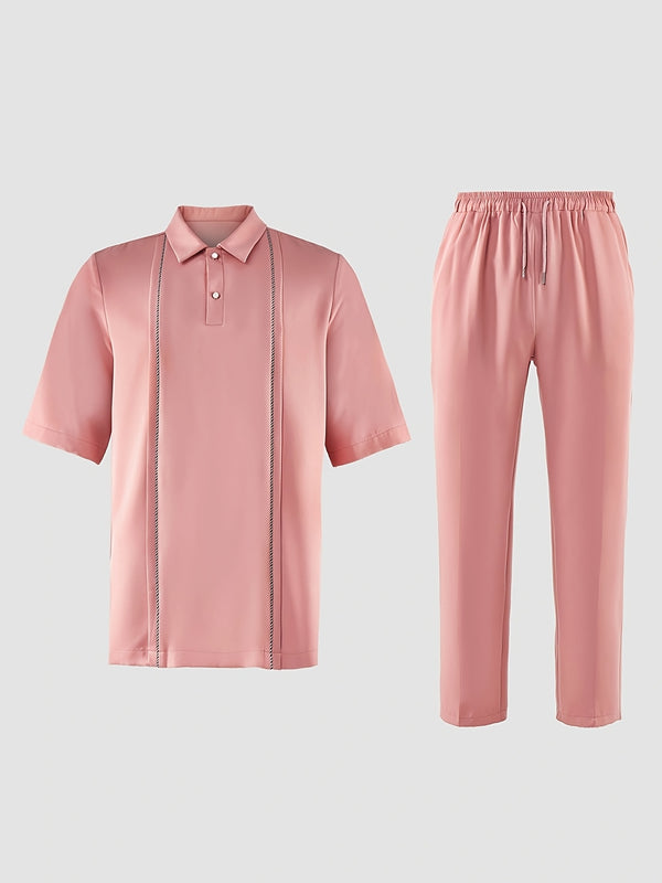 Men'S Casual 2pcs Set | Short Sleeve, Lapel Collar.