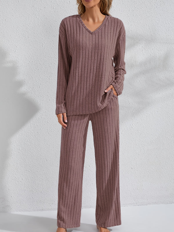 Women’s Simple Long Sleeve and Pants Solid Color Comfortable Fashion.