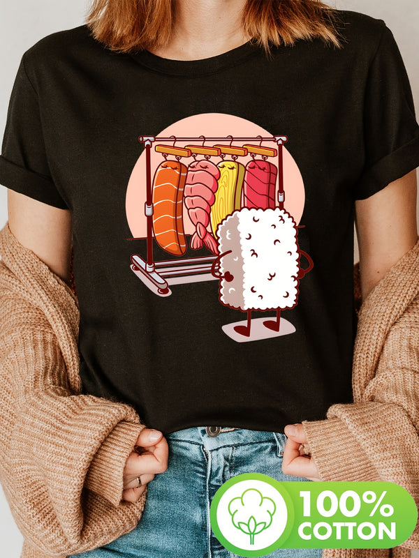 Women's Sushi Graphic Print T-Shirt.