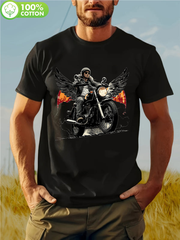 Men's Casual Fashion Black Cotton T-Shirt.