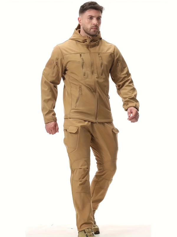 Outdoor Two-Piece Set,Lined Trendy Windproof Warm Motorcycle Hooded.