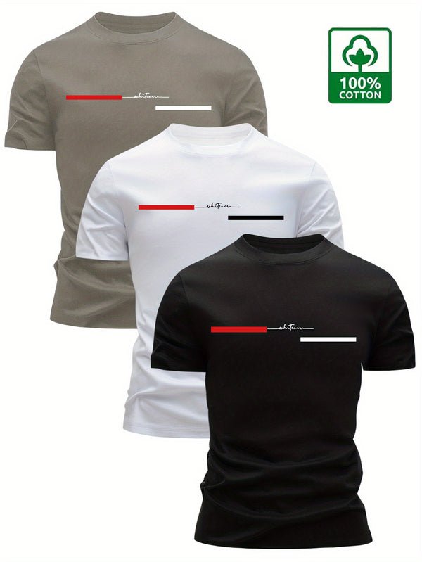 3pcs Men’s T-Shirts Trendy Crew Neck.