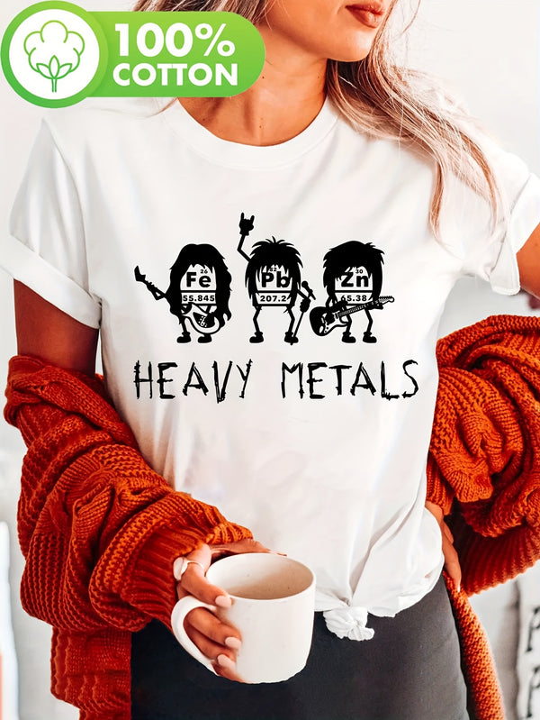 Women's Black & White Rock Band Graphic T-Shirt.