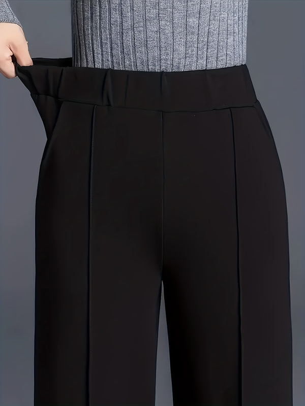 Women's Elegant High Waisted Slanted Pocket Wide Leg Pants.