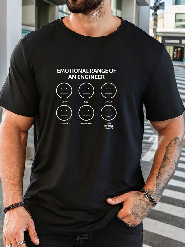 Men's Funny Emoticon Face Chart Graphic T-Shirt.