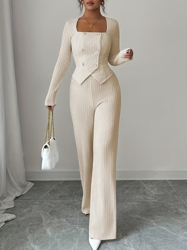 Lingshan Directional Women's Elegant Button-Up Long Sleeve.