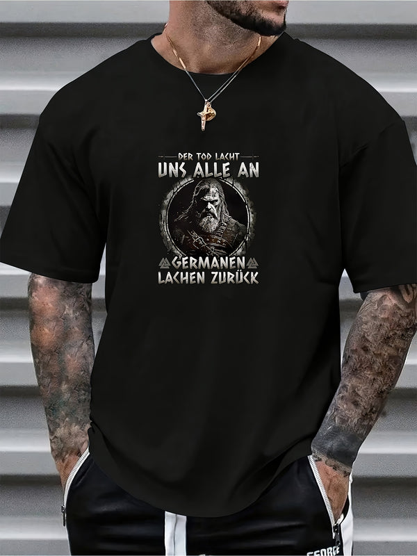 Men's Norse Viking T-Shirt with Odin Rune & Valknut Shield.