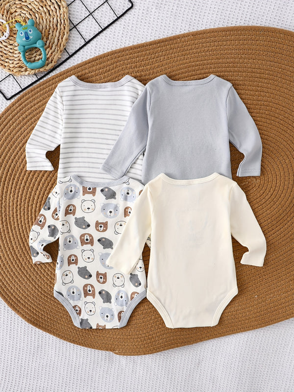 4pcs New Autumn/Winter Long-Sleeve Romper for Boys.