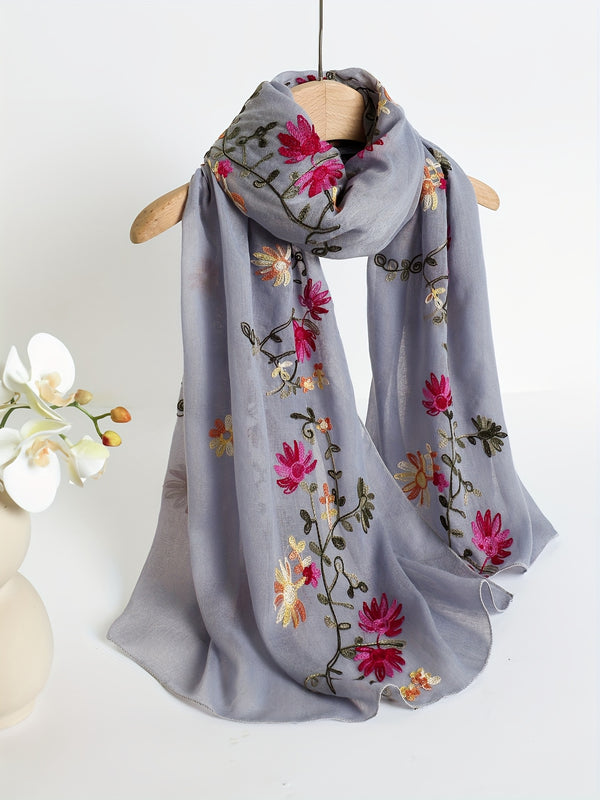 Women's Floral Embroidered Scarf Shawl.