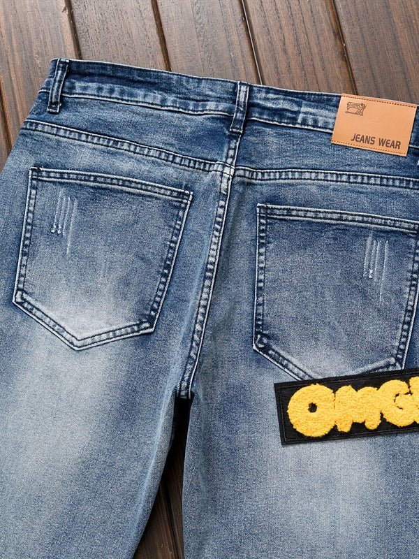 Men's Punk Jeans - Skinny fit Stretch Blue jeans.