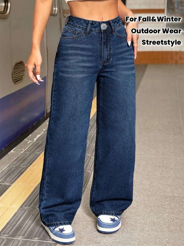 Women's Low-Rise Loose Street-Style Jeans.