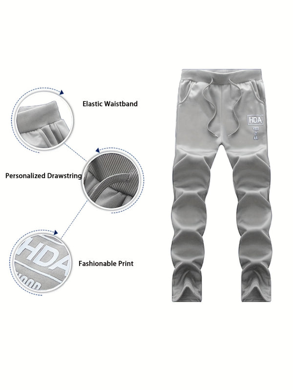 Men's Tracksuits 2pcs Set - Stand Collar Ribbed Hem Sportswear.