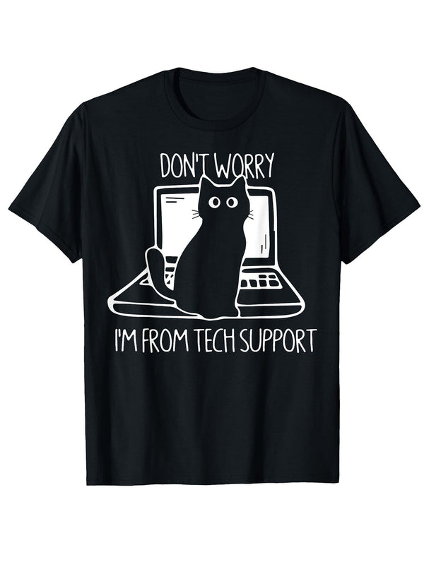 Men's Funny IT Support T-Shirt with Tech Support Cat.