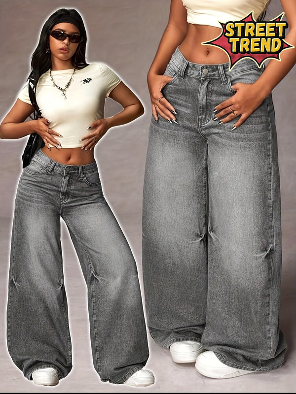 Women's High-Waisted Wide Leg Jeans.